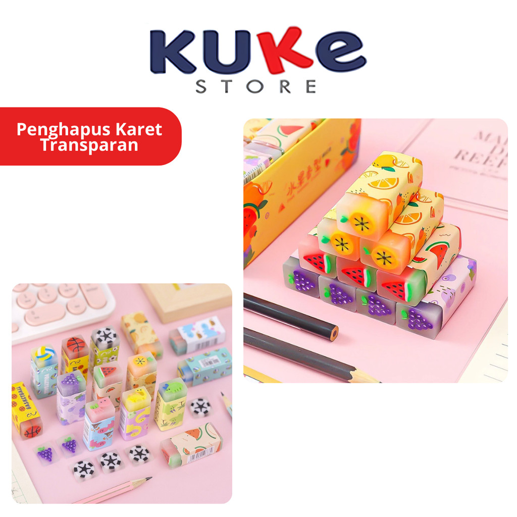 

Penghapus Karet Transparan Motif Buah dan Dino / Hapusan Pensil Bergambar Unik Lucu Dan Wangi Transparent Eraser Setip Karakter Perlengkapan ATK Alat Tulis Sekolah Anak Kantor