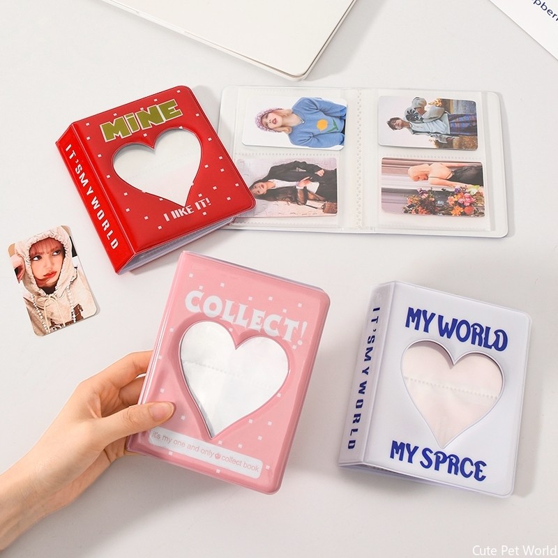 

36/64/128 Pockets Kpop Photo Album Transparent Heart Cartoon Passport 3inch Photocard Holder Korea