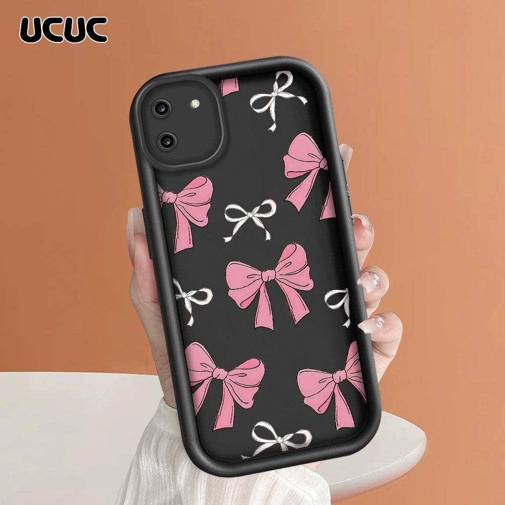 UCUC Realme C11 Soft Silicone Cute Pink Bow Butterfly Pattern Untuk Phone Case Casing Hp Softcase Ke