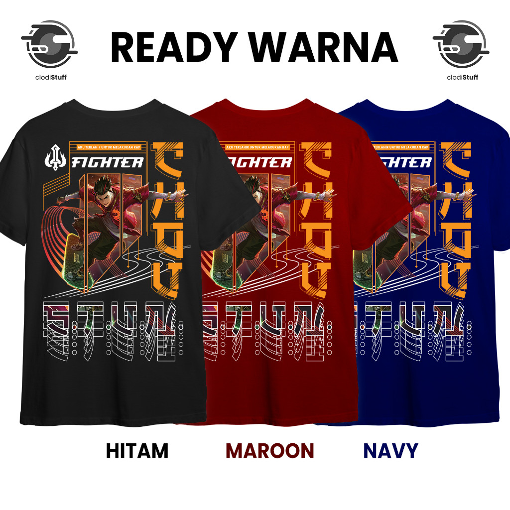 Kaos Chou STUN Mobile Legends MLBB Lengan Pendek Hitam Combed 24s Pria Wanita Crew Neck