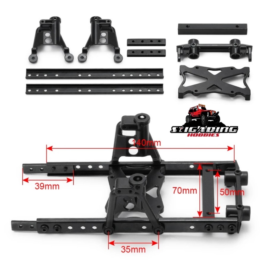 Metal Chassis Converted to 6x6 AXIAL SCX10 1.10 Rc Adventure