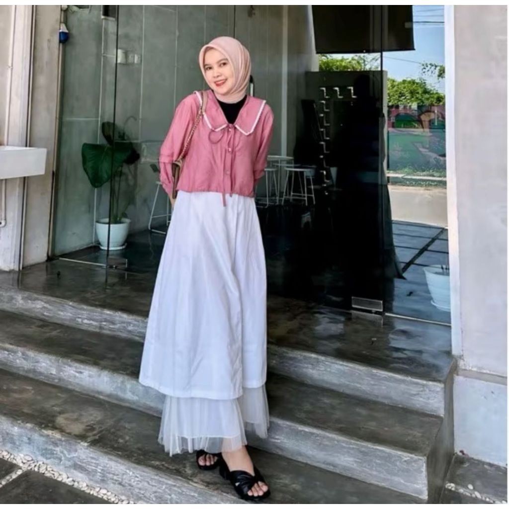 T33 - RRX KEMEJA BLOUSE WANITA SEA / RIRI KEMEJA CROP TOP / KEMEJA CARDI CROP LENGAN PANJANG / FASHI