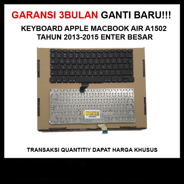 Keyboard Apple Macbook Air A1502 thn 2013-2015 Enter Besar .