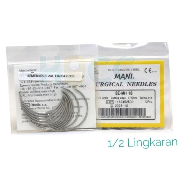 Jarum Hecting Mani Kulit 1/2 Lingkaran Segitiga