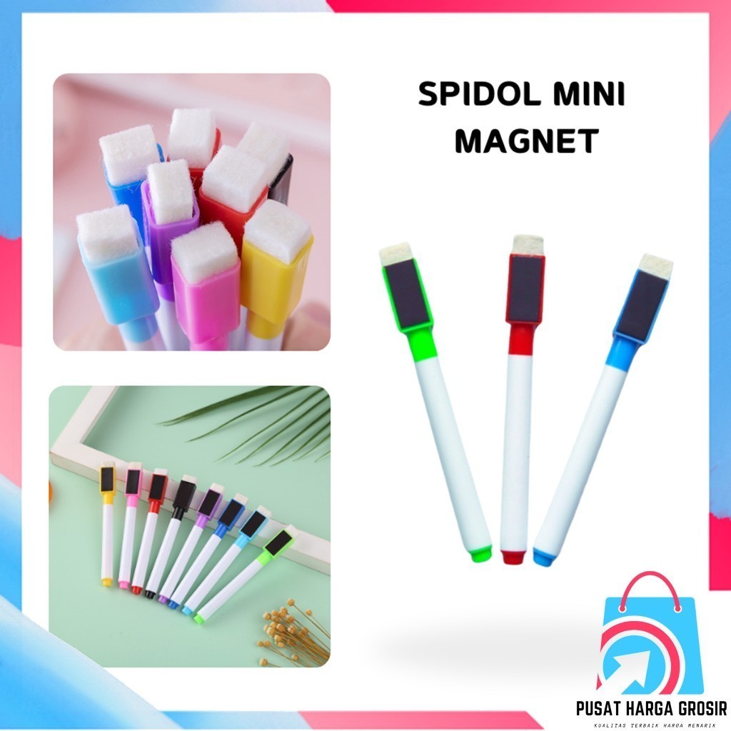 

PHG - Spidol 2 IN 1 t Spidol Papan Tulis Mini Magnet White Board Sepidol Kecil Mini Magnetik Warna Warni Penghapus Wipe And Clean Whiteboard Magnetic Marker Anak Anak