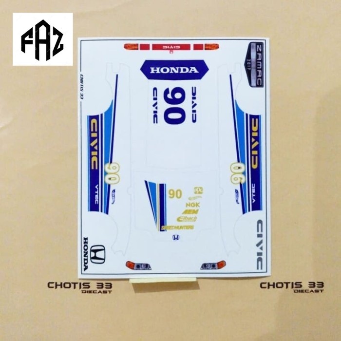 Decal  Diecast Hot wheels Civic EF zamac