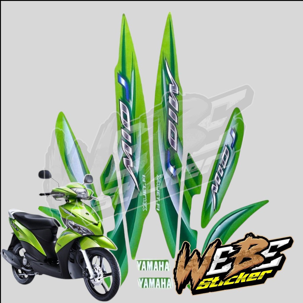 STICKER STIKER POLET LIS STRIPING MOTOR FULL BODY YAMAHA MIO J 2011 WARNA HIJAU