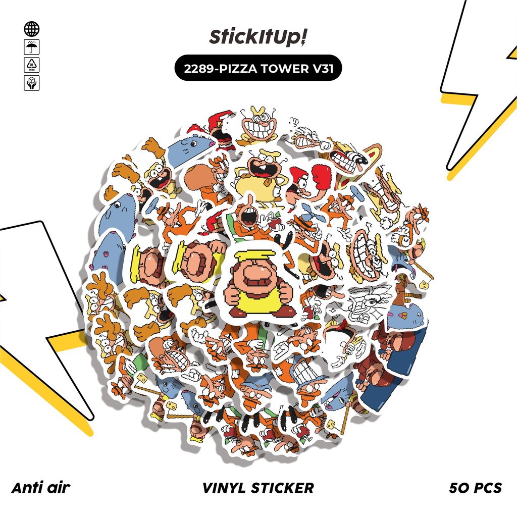 

COD✨ 50 Pcs Sticker Pack PIZZA TOWER V31 Lucu Aesthetic Vynil Waterproof untuk Freebies Sticker Buku Journal Casing HP Laptop