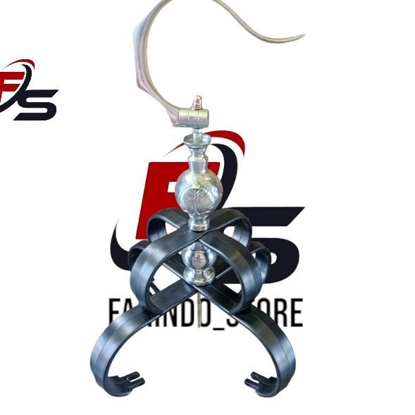 Fulset Mahkota Sangkar Murai Cakram Polos Hitam Lengkap Dengan Gantungan + Pion Daun Silver + Bawaha