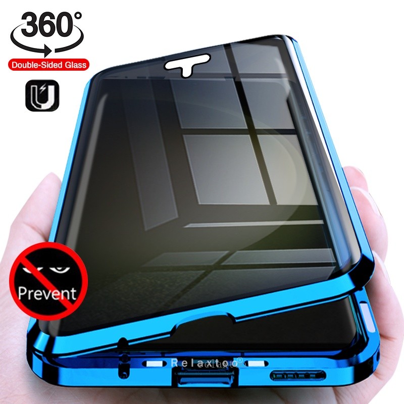 ▶ For Samsung Galaxy S 23 S23 Ultra Plus S23Ultra S23Plus S23+ 5G Anti Spy Phone Case 360° Metal Bum