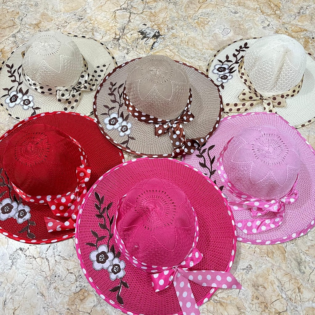 topi pantai topi pantai rajut topi murah topi polkadot besar pantai dewasa rajut