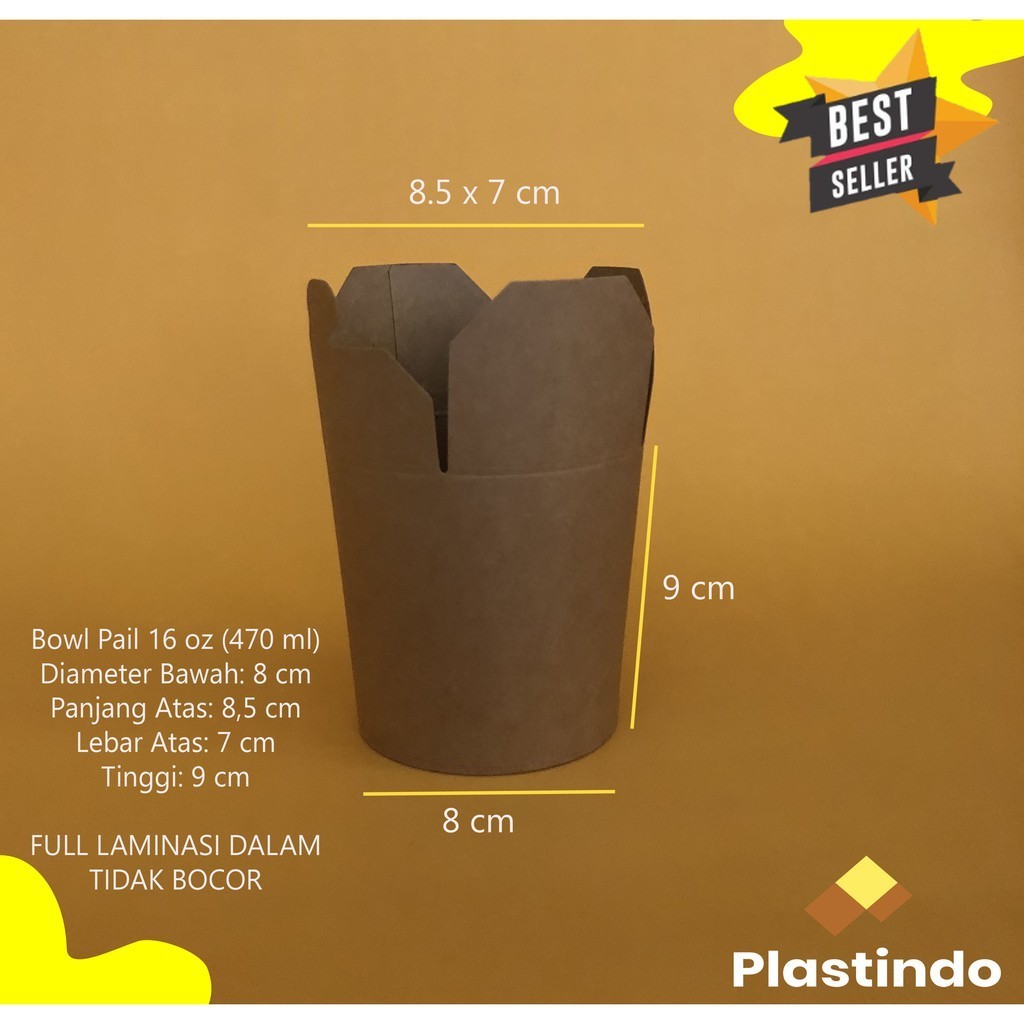 Noodle Kraft Bowl Isi 25 pcs | Brown Kraft Paper Bowl | Kraft Food Pail | Kraft Noodle Cup | Mangkok