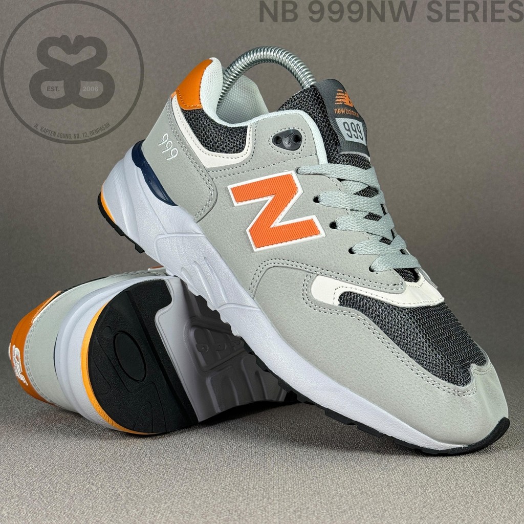 NB 999NW Grey/Navy/Orange - Sepatu Olahraga Unisex, bisa COD ukuran 40, 41, 42, 43, 44