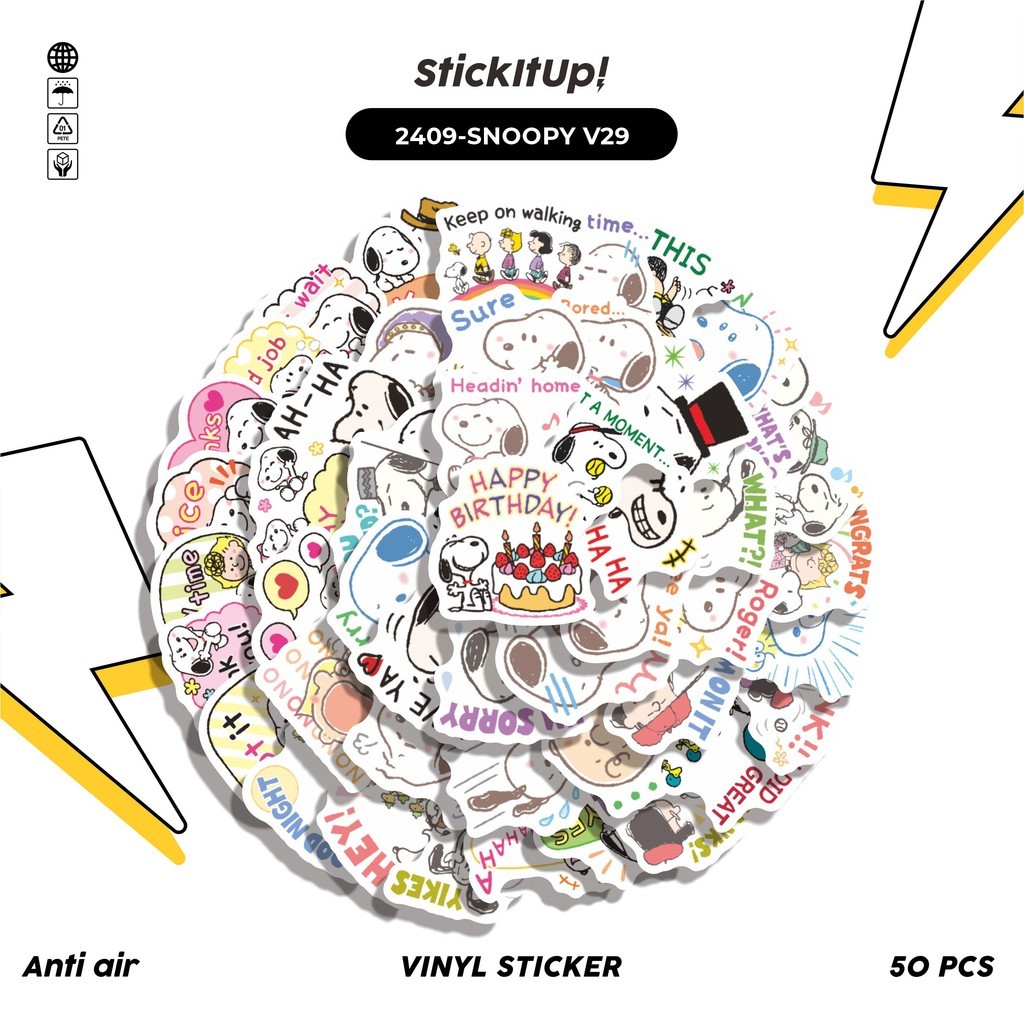 

COD✨ 50 Pcs Stiker SNOOPY V29 Lucu Anti Air Untuk Dekorasi Notebook Sepeda Skateboard Handphone DIY