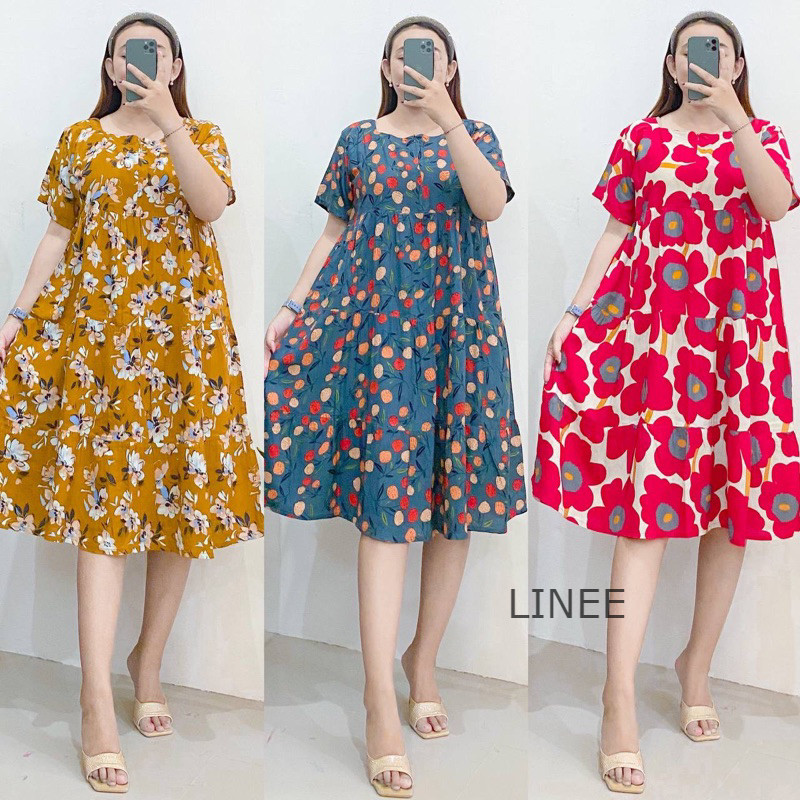 MISSDASTER - Yukii Dress Daster Pendek Motif Ruffle Susun Busui dan Bumil