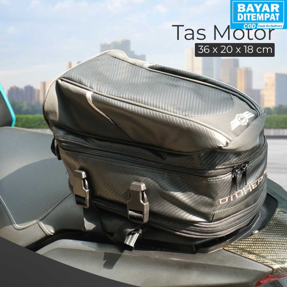 ( Store17 bisa COD  ) OTOHEROES Tas Motor Touring Back Seat Tail Storage Bag PU Leather - RR9014