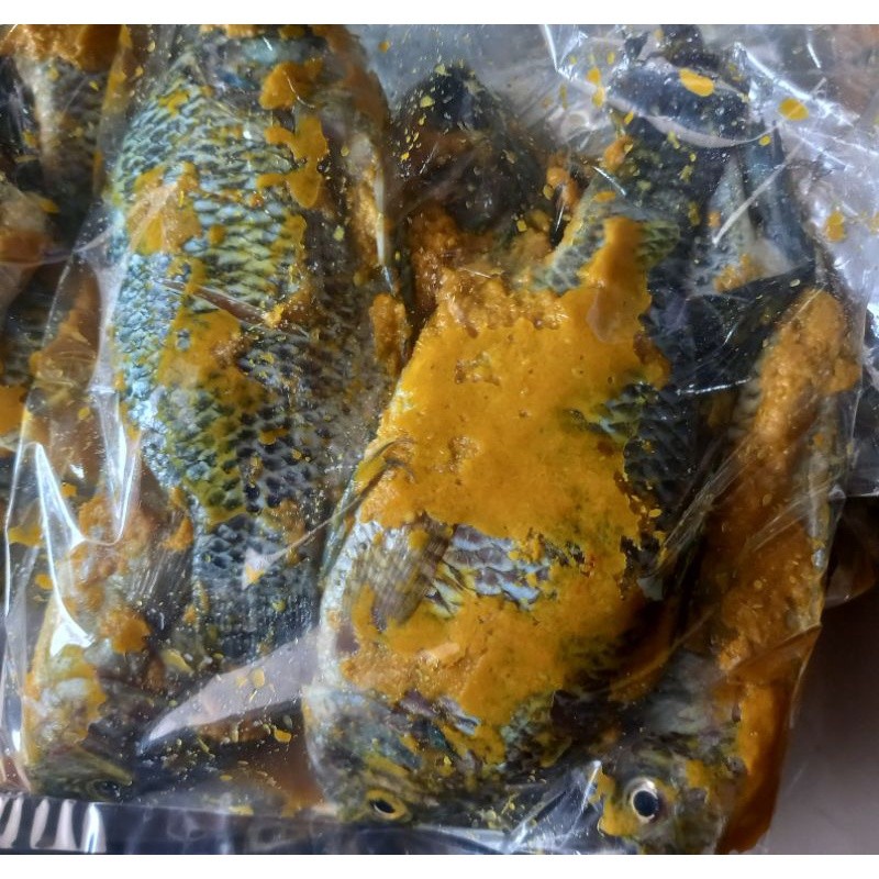 

Ikan Nila Hitam bumbu kuning, siap goreng, dipacking dengan plastik vakum, uk. 1 kg