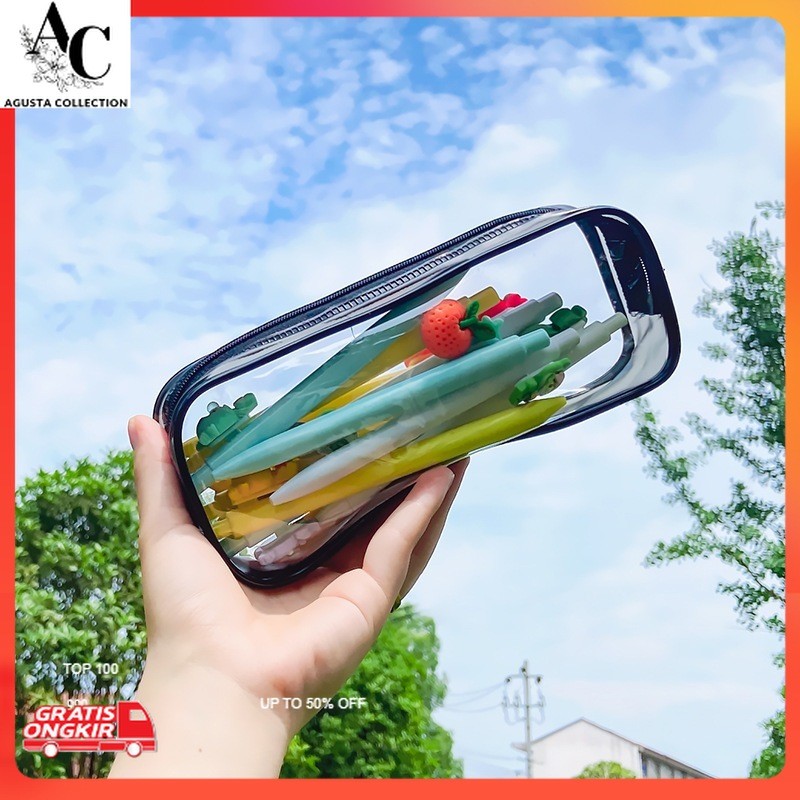 Pouch Terkini / Tas kosmetik transparan PVC Tempat pensil anti air kapasitas besar Pouch samoyed aes