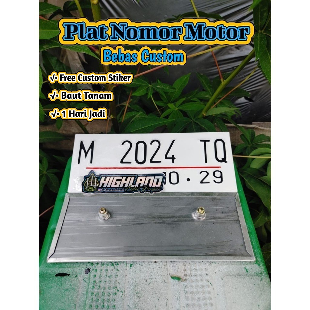 plat motor Warna putih stiker Hitam/Baut Tanam/Proses cepat