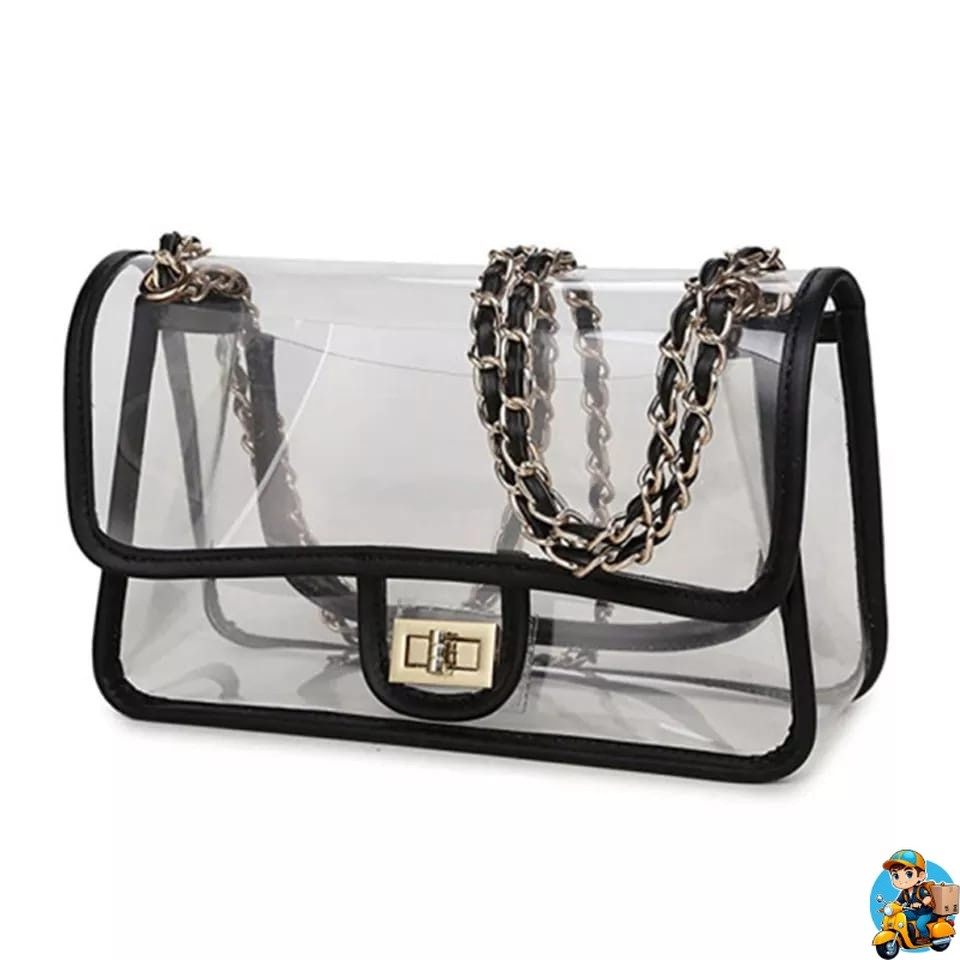 FLASH SALE 10.10 - TAS SELEMPANG TRANSPARAN MIKA PLASTIK - BEAUTY CUTE TRAVEL COSMETICS PVC WATERPRO