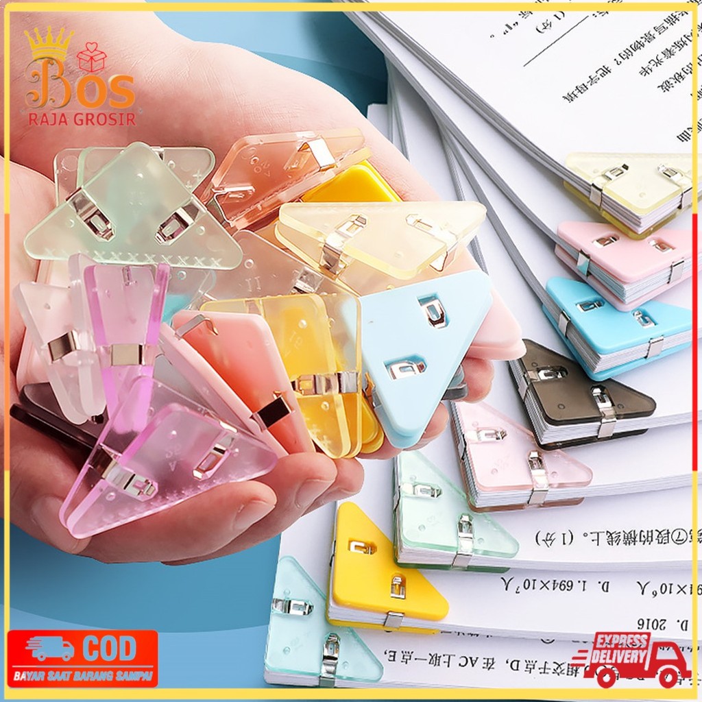

Penjepit Kertas Paper Clip Segitiga Warna-Warni Klip Sudut Penjepit Buku Akrilik Binder Plastik Clips Book & Paper Corner Perlengkapan Kantor Sekolah
