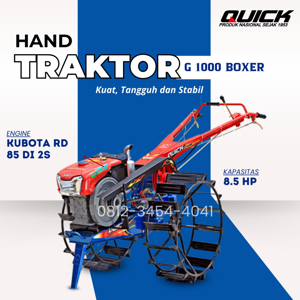 Traktor Quick G1000 Boxer Mesin Hand Traktor Bajak Solar Kubota