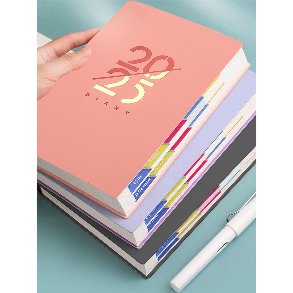 

2025 A5 Planner Notebook English Agenda Leather Cover Monthly/Weekly/Dairy Planer Journal Stationery New Year Christmas Gift