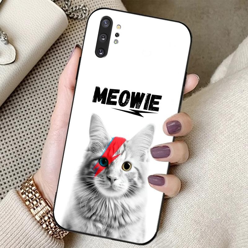 Case For Samsung Note 10 Plus Note 9 Note 10 4G 5G Kaca Kaca Slikon Belakang Simple Cat Hard Case Si