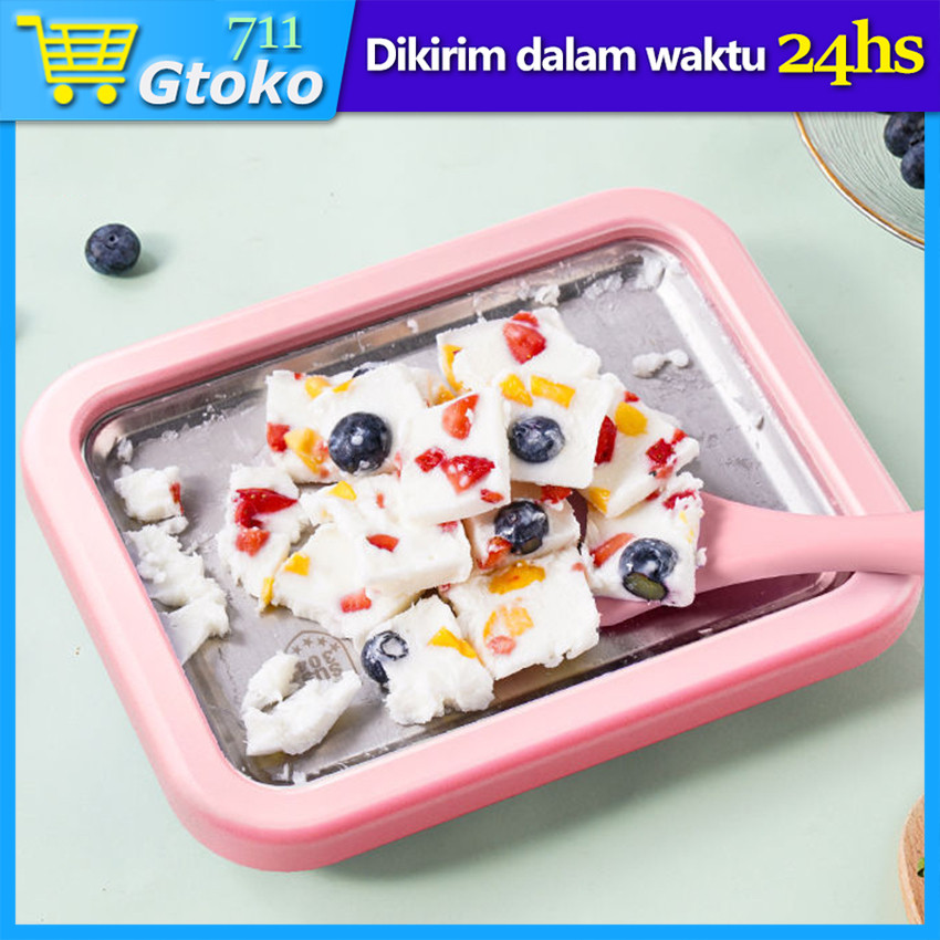 Ice Cream Roll Maker Board Stainless Papan Piring Pembuat Es Krim Roll Anak Mini Portable