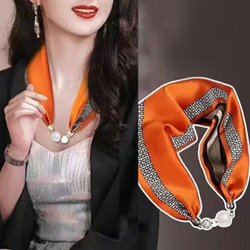 Syal Sutra Korea Style Mutiara Syal Leher Lembut Scarf Syal Rambut Aksesoris Wanita