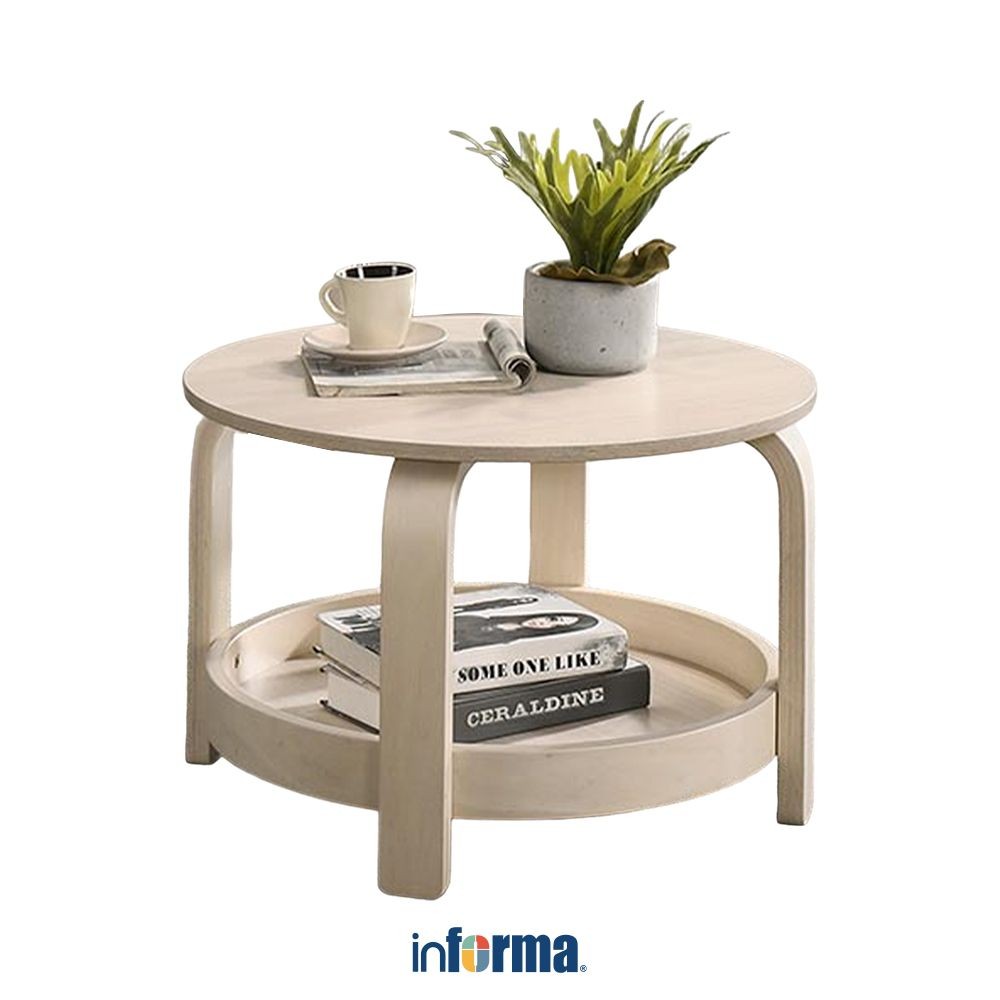 Informa Milie Meja Tamu Round Coffee Table Meja Ruang Tamu Serbaguna Meja Sofa Furniture Rumah Aesth