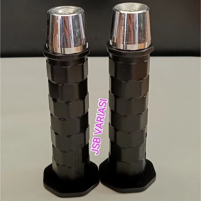 Promo Paket Handgrip + jalu stang pcx cnc crom / black padat bisa untuk jenis motor / grip fuzion mo