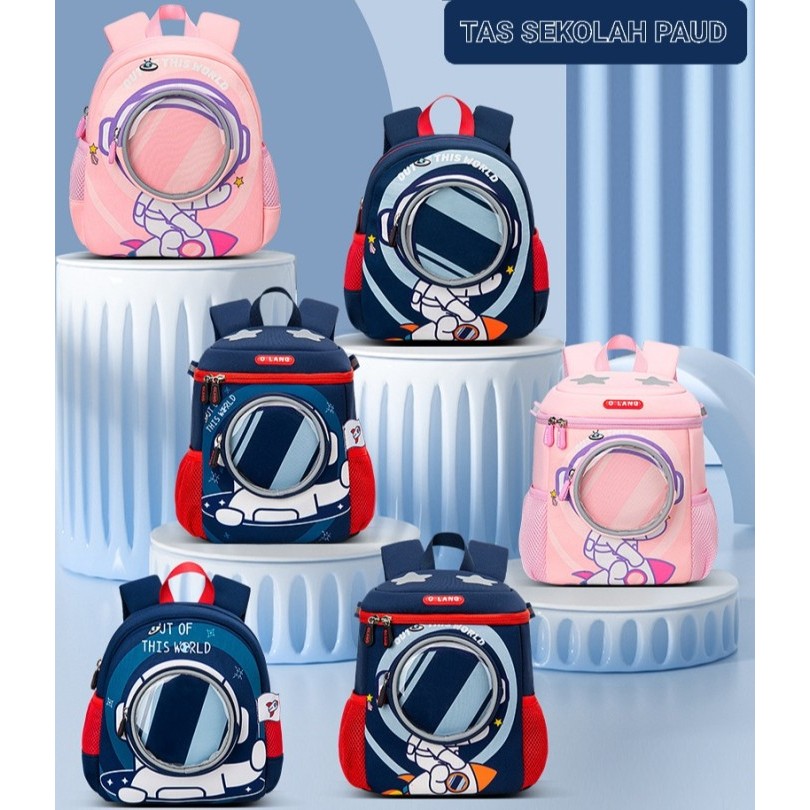 Tas Sekolah Astronot Tas Ransel Anak TK PAUD - Pink RoketAstro