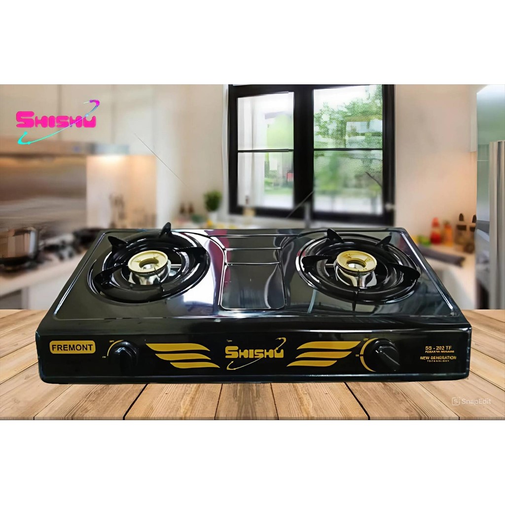 KOMPOR GAS 2 TUNGKU SHISHU TEFLON HITAM PALING MURAH