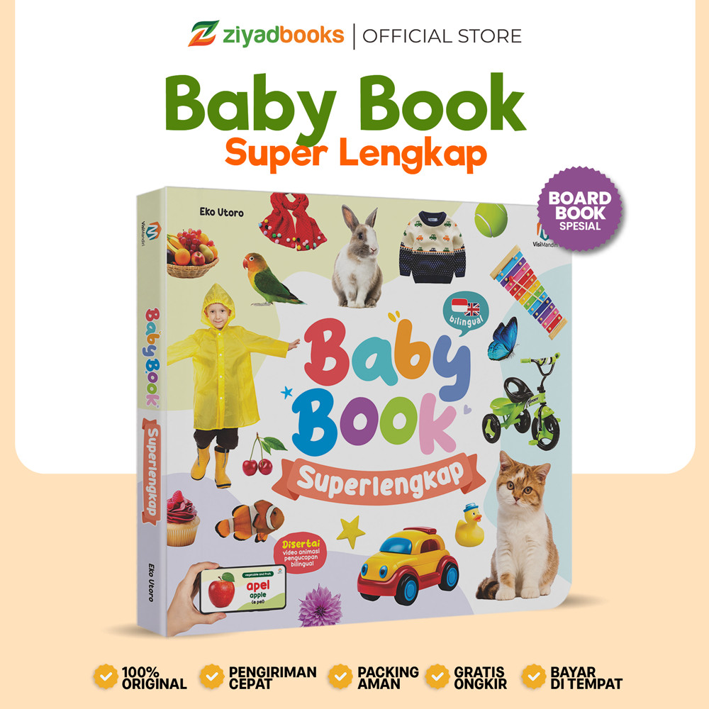 Ziyadbooks - Boardbook Baby Book Superlengkap - Buku Bayi Usia 0+ Tebal Berwarna