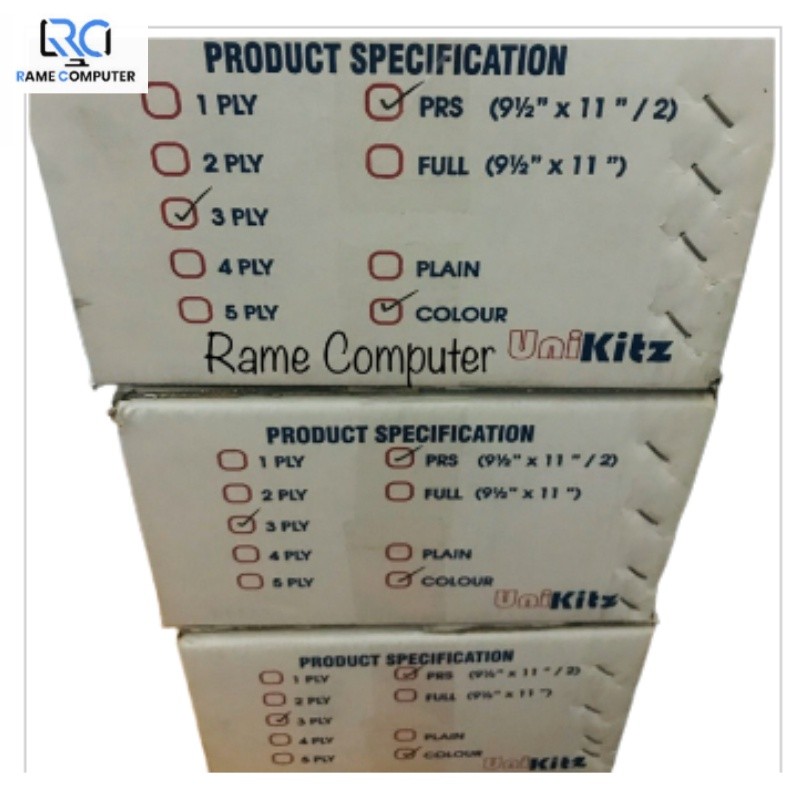 

Continuous form / kertas komputer 1 PLY isi 2000 set (9,5"x11" : 2) Unikitz rangkap 1