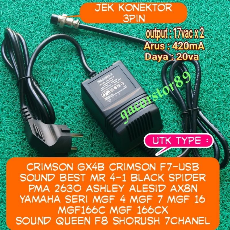 adaptor mixer 3 pin lubang untuk merk YAMAHA SERI MG SERIES BETAVO black spider PMX-8M PMA 2630 Ashl