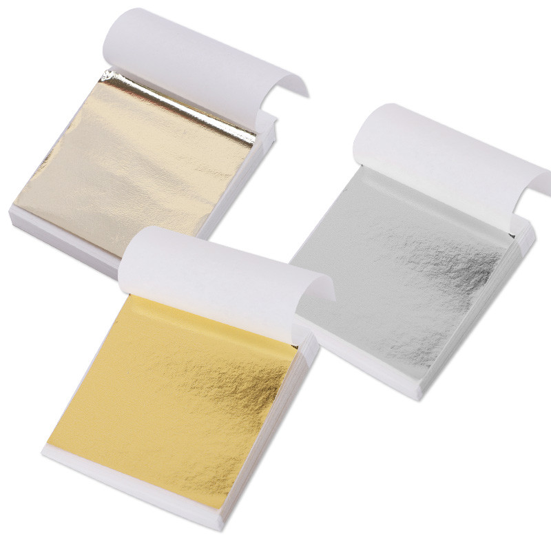 

100pcs Imitation Gold Sliver Foil Paper DIY Resin Candle Plaster Craft Leaf Flake Gilding Sheets Art Nail Home Decoration Party