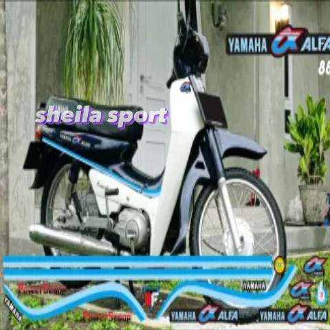 Stiker alfa 88 Striping Motor yamaha alfa Tahun 1988 biru hitam