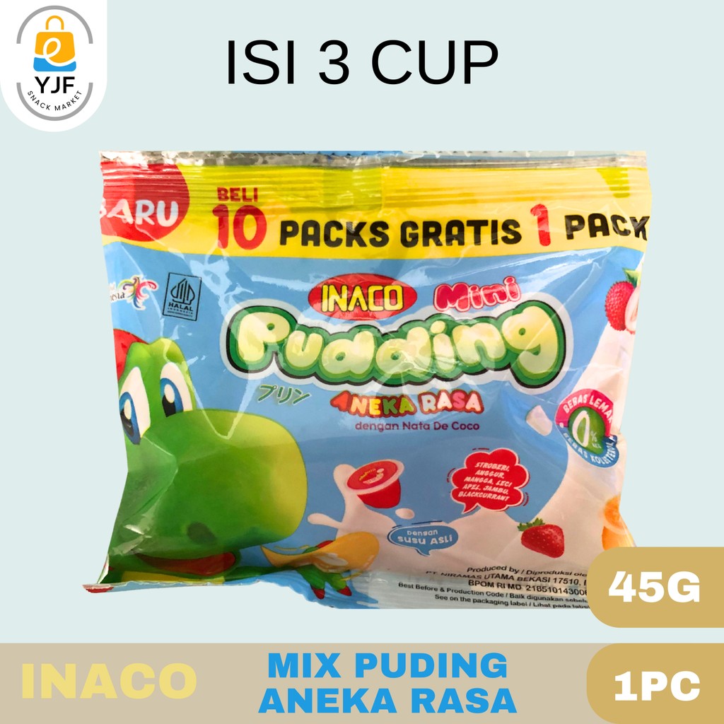 

Inaco Mini Pudding Mix 1pc / 45g isi 3pc / Inaco Mini Pudding Mix / 3 Varian rasa