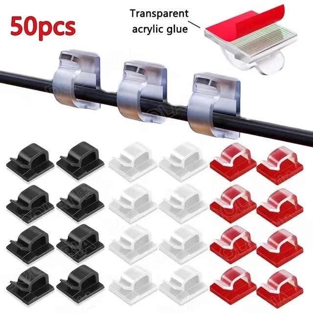 50 PCS Klem Kabel Tempel Dinding Bahan Penjepit /KLIP KABEL 7M BESAR / Cable Organizer Clips