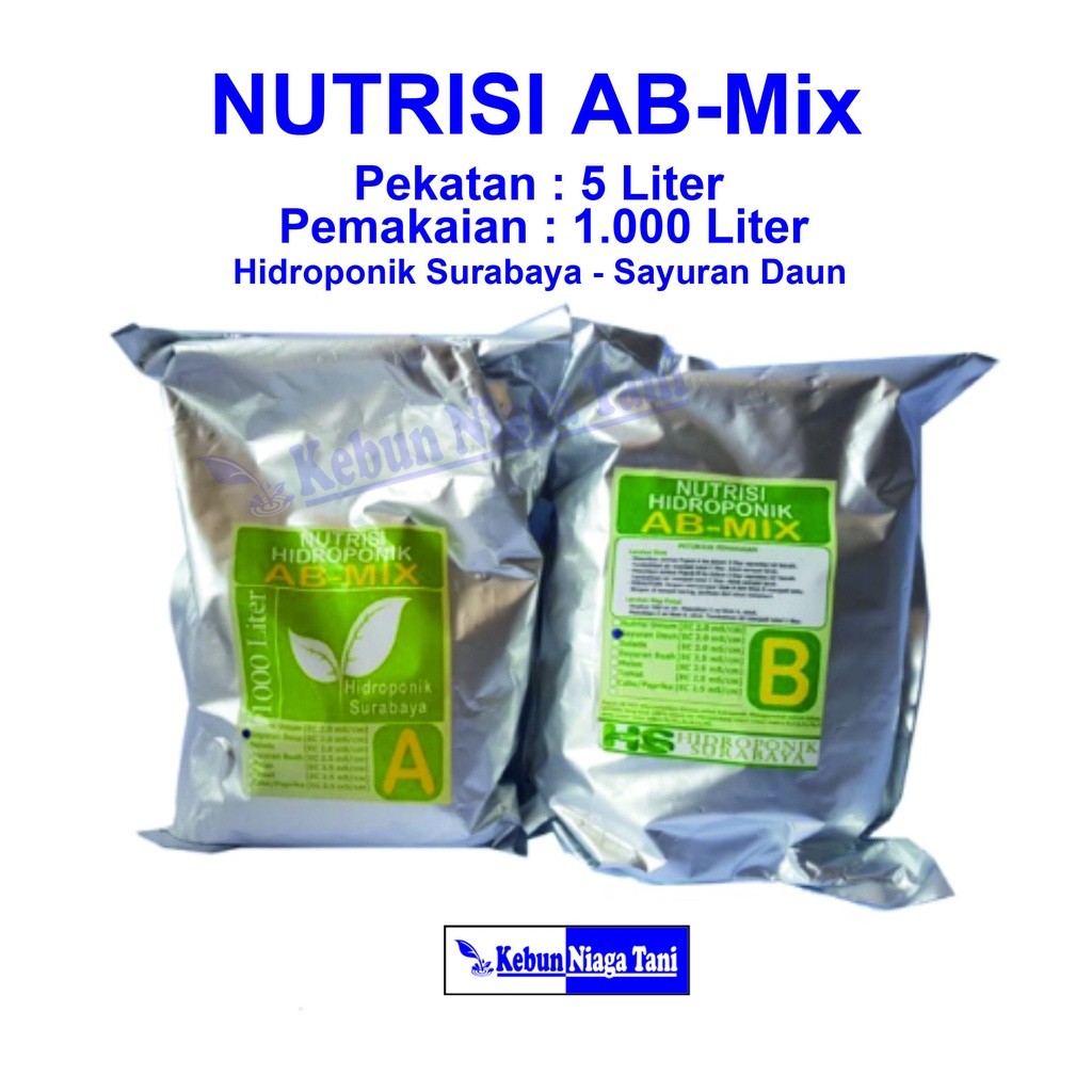 WOW Hidroponik Surabaya Nutrisi AB Mix 5 L - abmix Daun Buah Selada Umum Melon Tomat Cabe Paprika