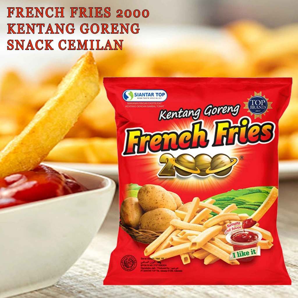

French Fries 2000 62gr / Snack Kerupuk Kentang Goreng / Cemilan Krupuk Potato 62g (1 bungkus)