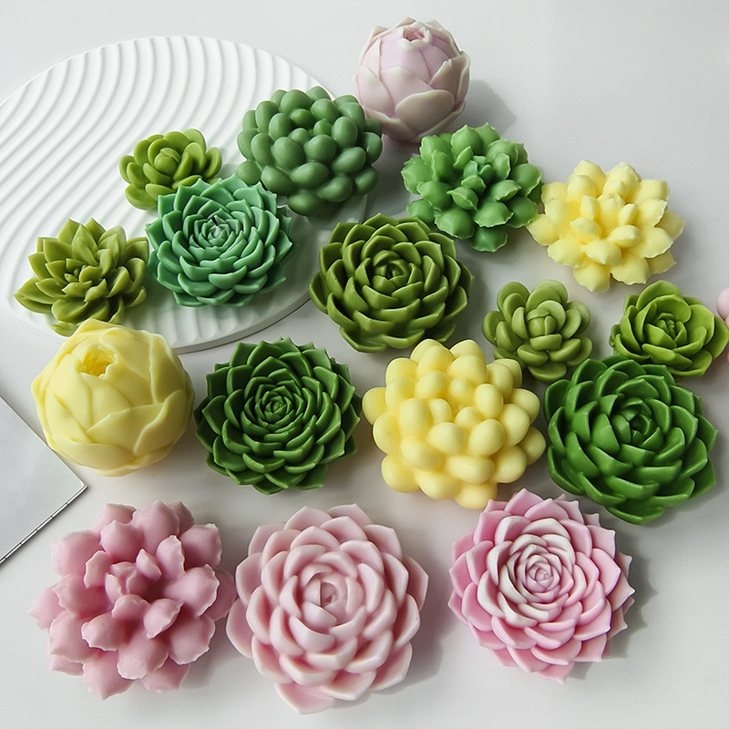 

Large Succulent Cactus Silicone Candle Mold 3D Flower Candle Plaster Crafts Make Handmade Soap Chocolate Candy Cake Baking Tools