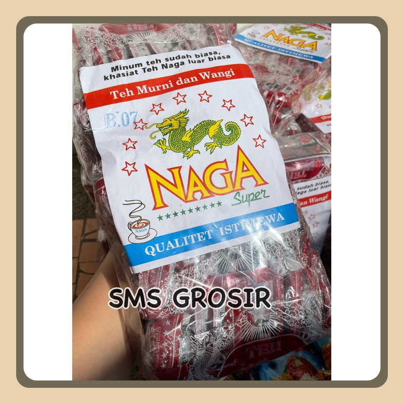 

Teh NAGA / Teh NAGA Asli Malang / Teh Cap NAGA / Oleh-Oleh Malang / Teh Tubruk Malang / Kemasan Plastik Isi 50 PCS / NAGA Plastik Kemasan Besar