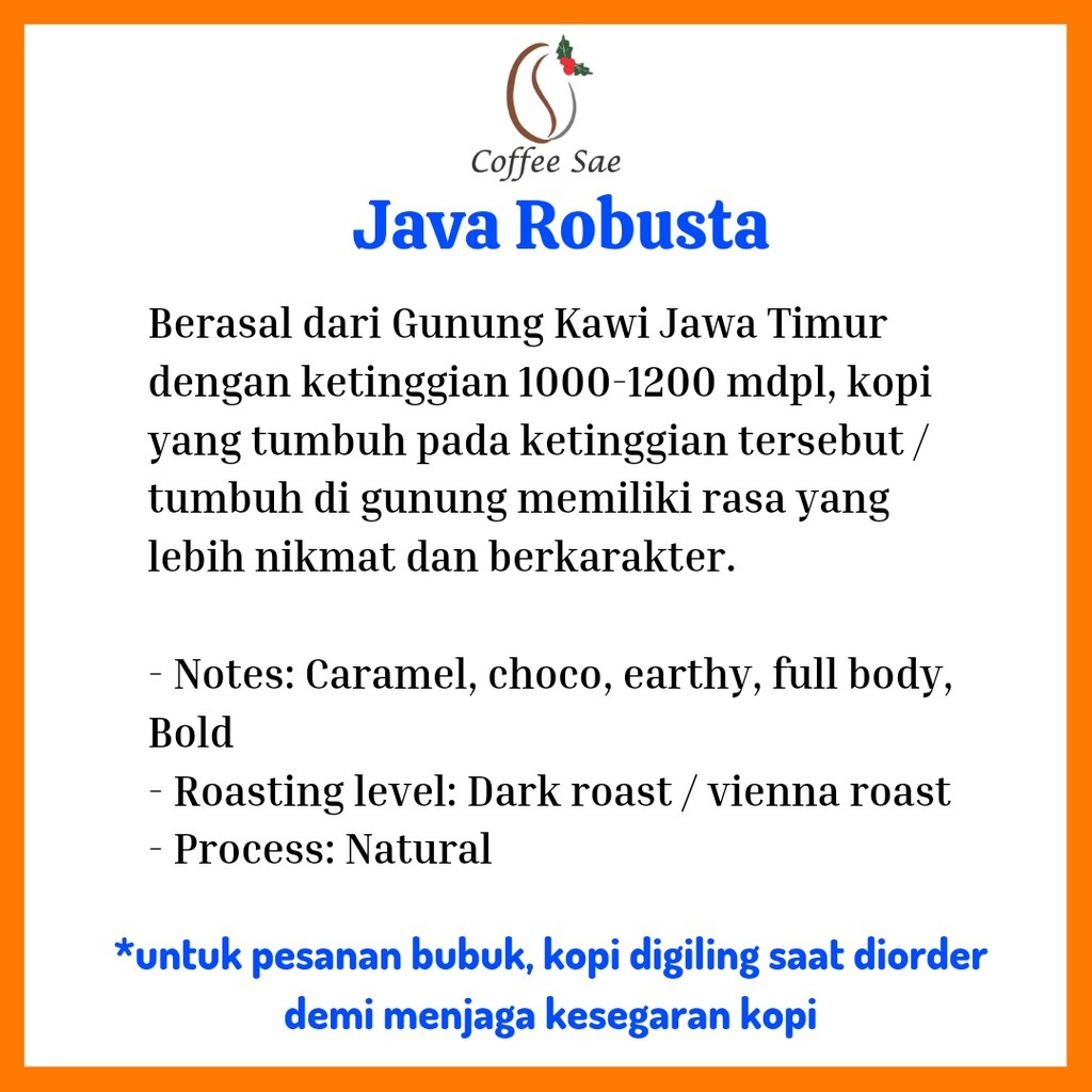 

JAMIN MURAH !!!KOPI ROBUSTA JAVA 1 kg BIJI atau BUBUK Roasted Robusta Coffee 1kg(BISA LANGSUNG ORDER)