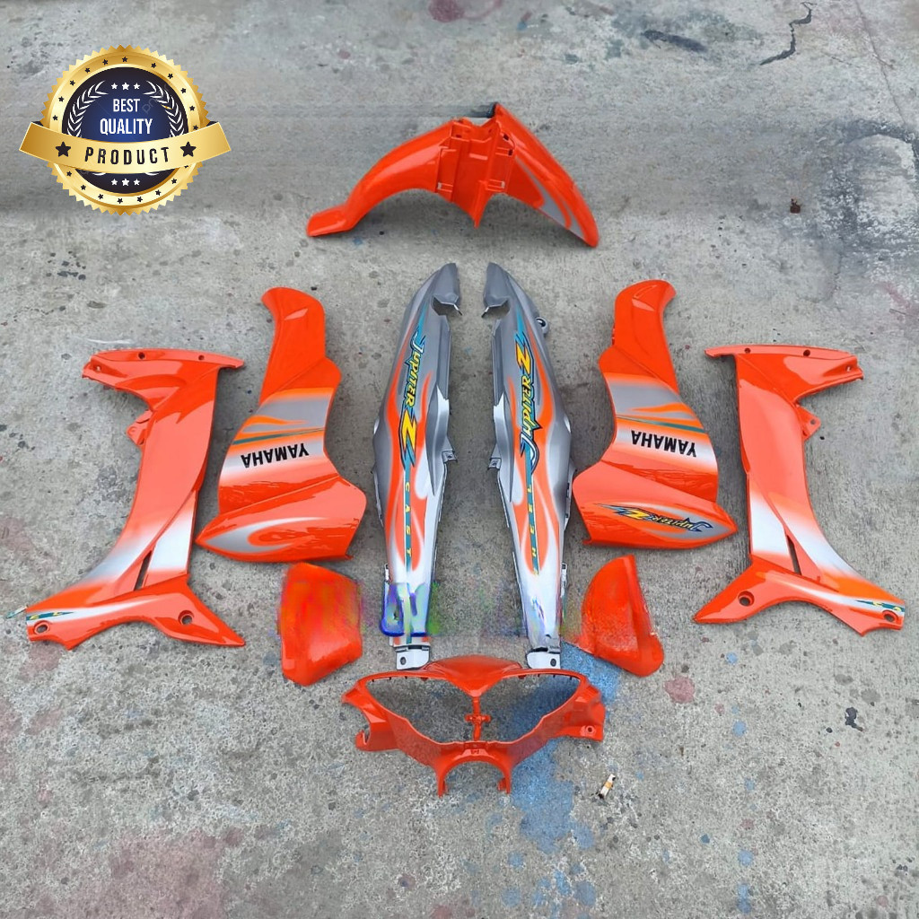 PROMO COVER BODI JUPITER FULLSET HALUS BODY YAMAHA JUPITER Z NEW BURHAN SILVER ORANGE BAHAN TEBAL MI