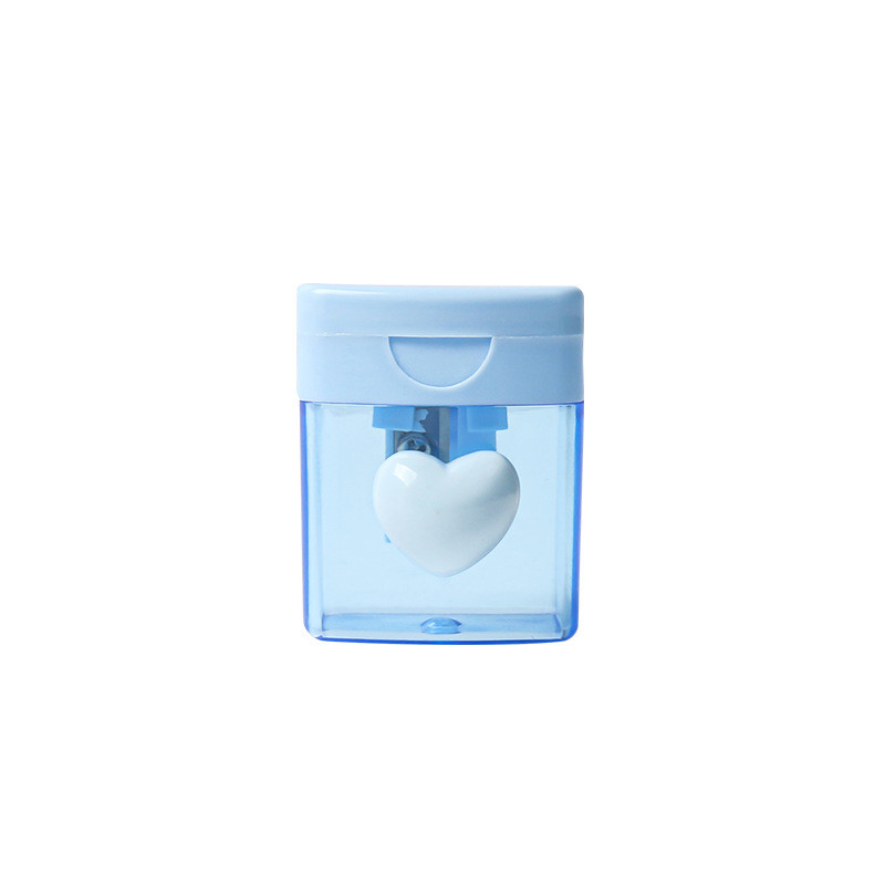 

Pencil Sharpener Four Colors Love Rotating Double Hole Pencil Sharpener Transparent Pencil Sharpener with Cover