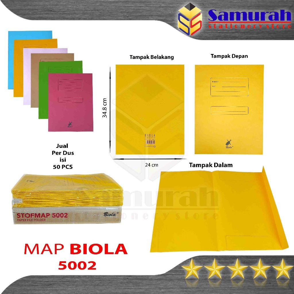 

Map BIOLA 5002 ( bahan Bufalo ) ukuran Folio / Stopmap Berkas Kertas Dokumen F4 Tanpa SNELL / acco 25 x 34 cm