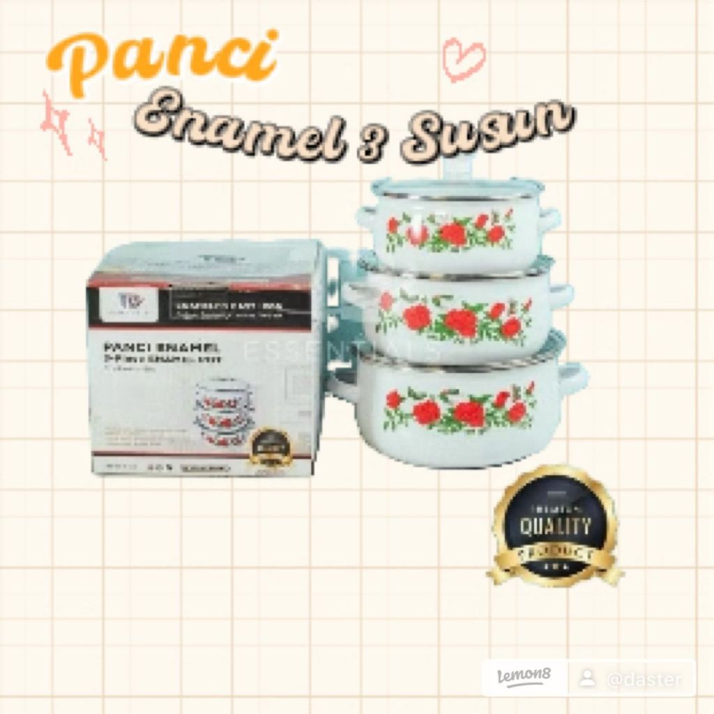 PANCI ENAMEL 3SUSUN PANCI 3 SUSUN PANCI TUTUP KACA TUTUP ENAMEL